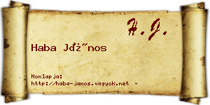 Haba János névjegykártya